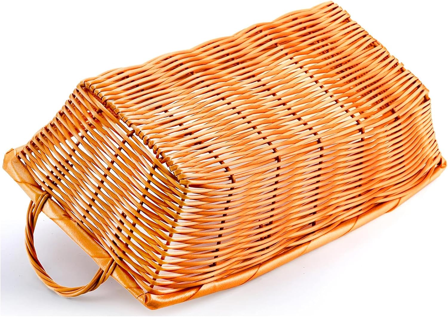 Ashenby 6 Pcs Poly Wicker Bread Basket with Handle, Orange