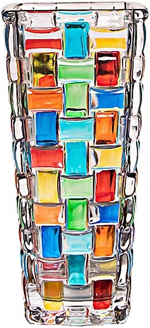Aldernest Hand Painted Colorful Woven Glass Vase -Crystal Flower Vase- 7.7 inch, 2.2 pounds
