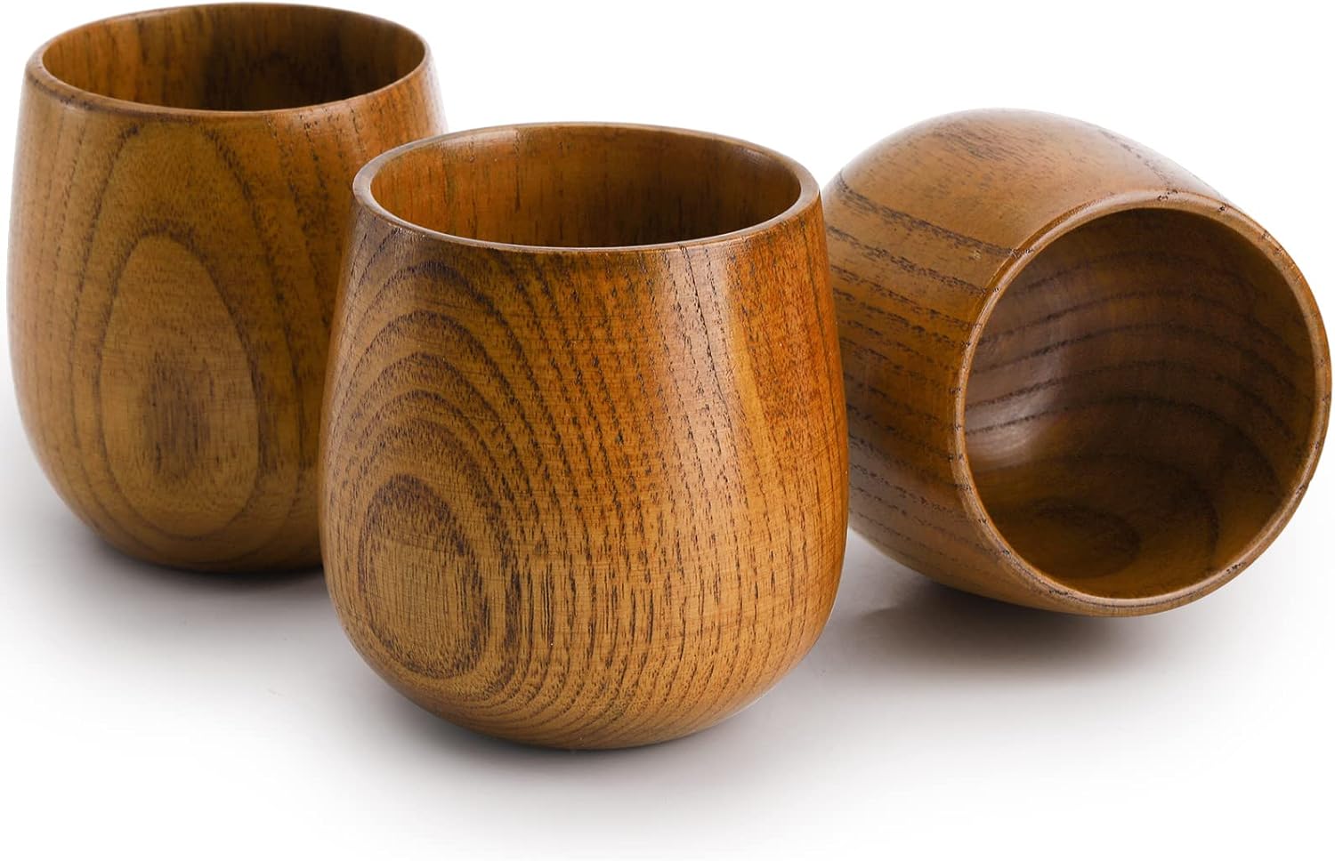 Birchmont 6 Pack Wooden Tea Cups, 5 Oz Japanese Tea Cups Handmade Natural Wood Water Cup for Drinking, 200 g, 6 Count (Pack of 1), Brown