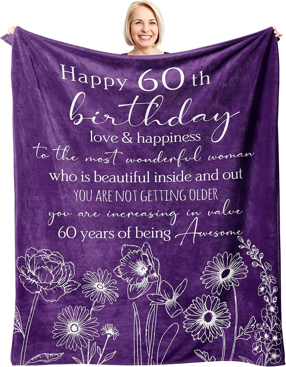 Barleyfield 60th Birthday Gifts for Women, 60th Birthday Gifts Blanket 60’’x50’’