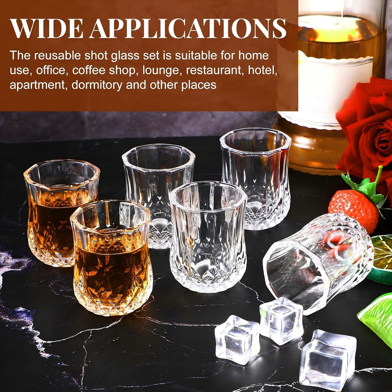 Aldernest 24 Pcs 1.7 oz Mini Shot Glasses Set Whiskey Tasting Glasses Heavy Duty Base Clear Shot Cup Cute Cordial Mini Wine Cups for Bourbon, Wine