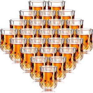 Aldernest 24 Pcs 1.7 oz Mini Shot Glasses Set Whiskey Tasting Glasses Heavy Duty Base Clear Shot Cup Cute Cordial Mini Wine Cups for Bourbon, Wine