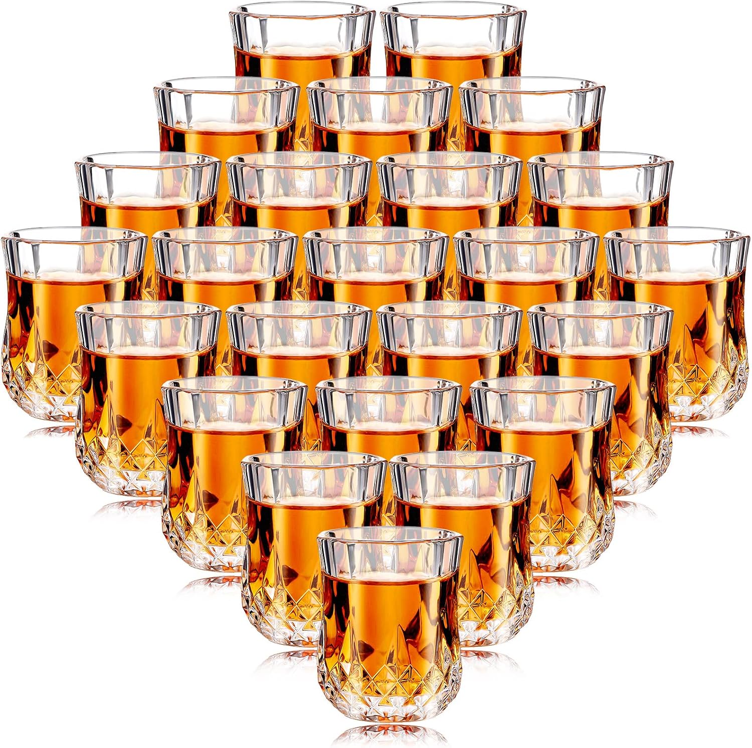 Aldernest 24 Pcs 1.7 oz Mini Shot Glasses Set Whiskey Tasting Glasses Heavy Duty Base Clear Shot Cup Cute Cordial Mini Wine Cups for Bourbon, Wine