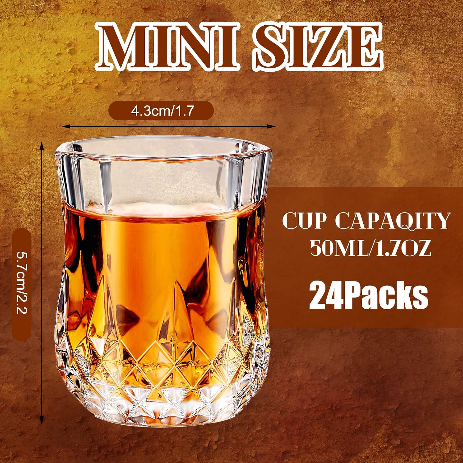 Aldernest 24 Pcs 1.7 oz Mini Shot Glasses Set Whiskey Tasting Glasses Heavy Duty Base Clear Shot Cup Cute Cordial Mini Wine Cups for Bourbon, Wine