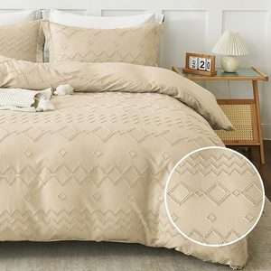 Aldernest Boho Duvet Cover Set - Tufted Comforter Set with Boho Embroidery, Twin(68"×90"), 2 Set