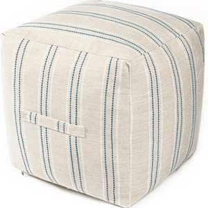 Aldernest Unstuffed Farmhouse Pouf Cover for Living Room, Boho Storage Bean Bag Cubes, 18"D x 18"W x 18"H, Navy
