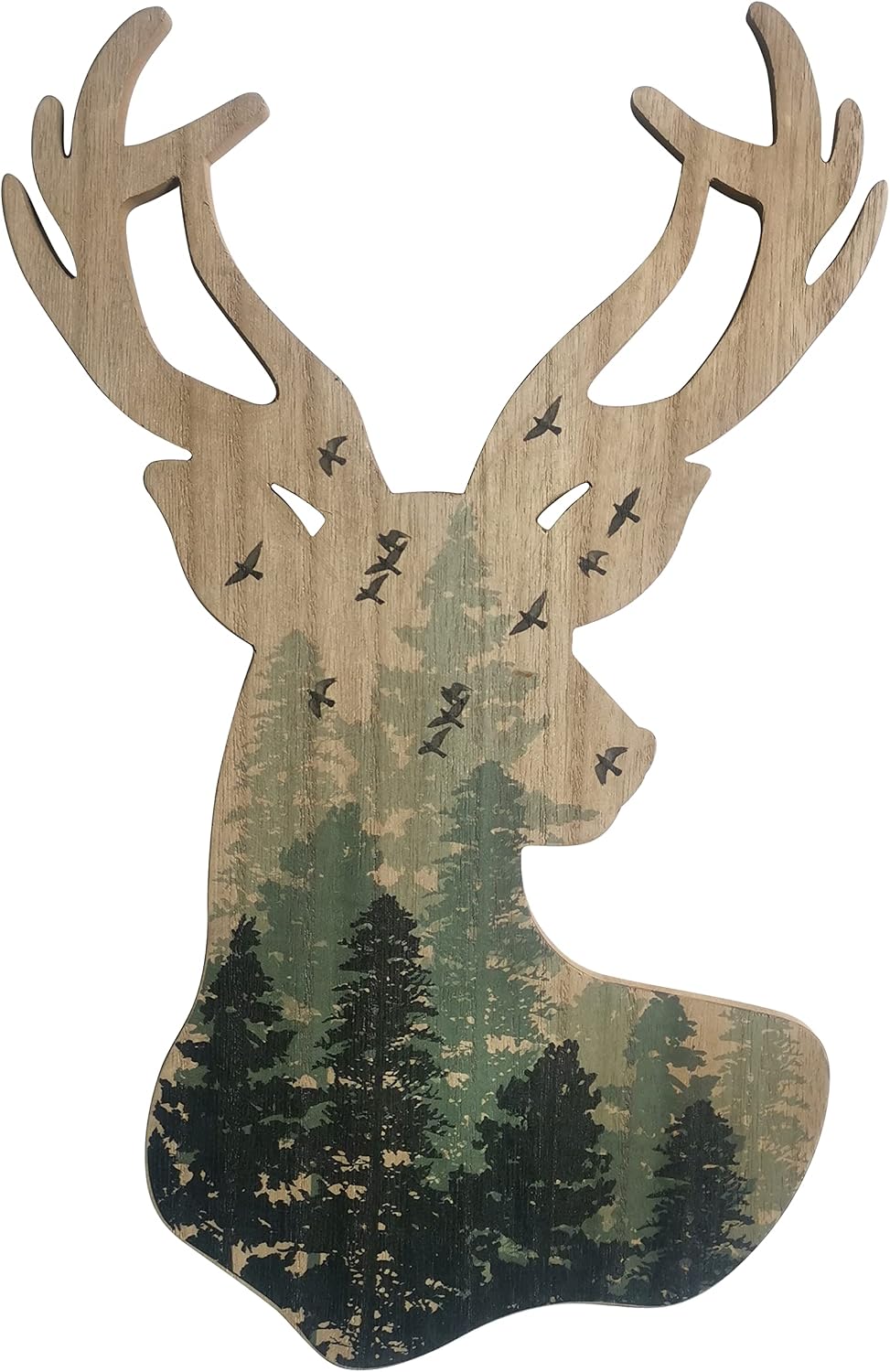 Tanglewick Rustic Wooden Deer Head Animal Statue Wall Decor for Cottage Home, 10.56 ounces, 16"L x 10"W