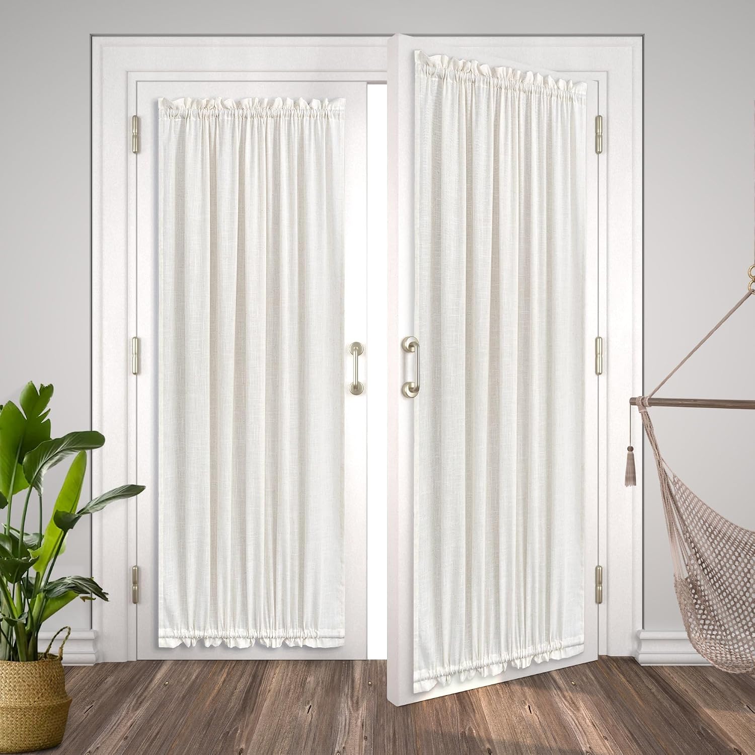 Tanglewick French Door Curtain, Linen Small Curtains for Side Door & Sidelight, 1 Panel, 8.4 ounces, 25"W x 72"L (Pack of 1), Natural