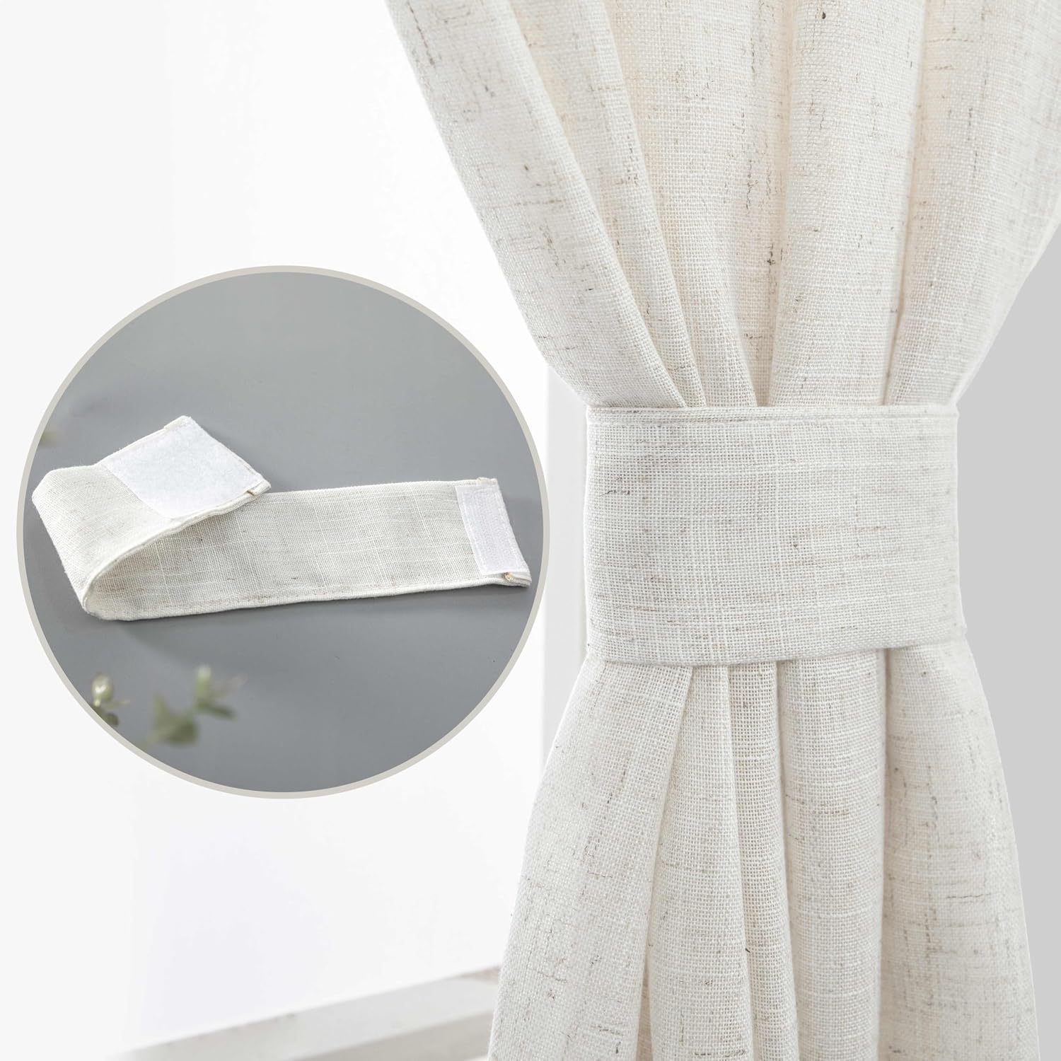Tanglewick French Door Curtain, Linen Small Curtains for Side Door & Sidelight, 1 Panel, 8.4 ounces, 25"W x 72"L (Pack of 1), Natural