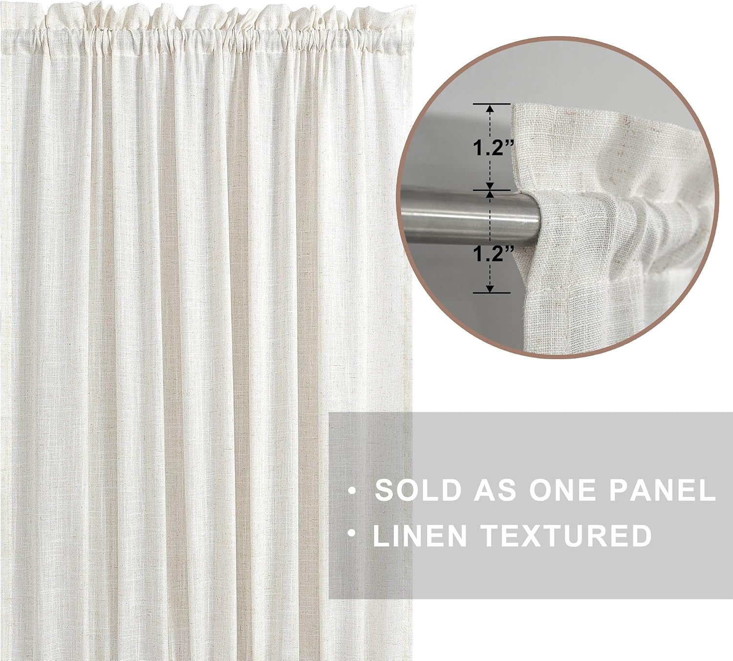 Tanglewick French Door Curtain, Linen Small Curtains for Side Door & Sidelight, 1 Panel, 8.4 ounces, 25"W x 72"L (Pack of 1), Natural