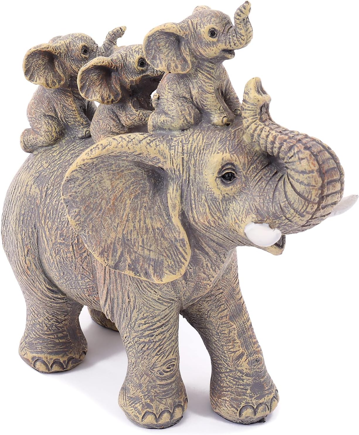 Rowanmere Elephant with Three Calves Statue Good Luck Decor Gift for Women, 13.92 ounces