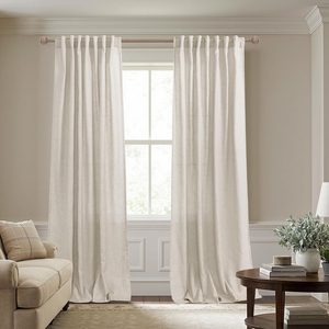 Tanglewick Oatmeal Beige Linen Curtains, Natural Fabric Sheer Greige Rustic Farmhouse Curtain for Living Room, Beige(flax)