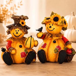 NestoraHome Harvest Pumpkin Figurines, Set of 2, Thanksgiving Fall Decor, 0.33 kg