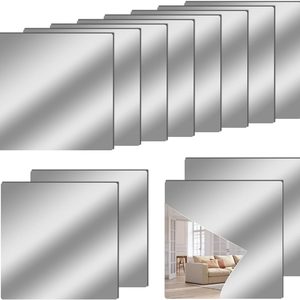 Aldernest 12" x 12" Acrylic Flexible Mirror Sheets, 12 Pack Self-Adhesive Mirror Tiles, 13.76 ounces, Silver
