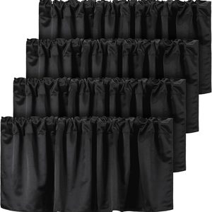 Ashenby 4pcs Black Valance Curtain Blackout Window Valance Basement Curtain, 1.2 pounds, 10.2"W x 15"L (Pack of 4)
