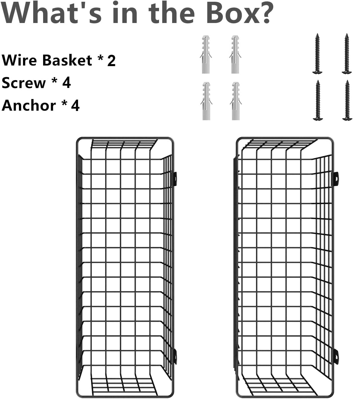 Barleyfield Wire Basket 2-Pack Hanging Wall Organizer Cabinet Storage Basket Wall Mounted Shelves Rustic Farmhouse Decor for Home Kitchen Bathroom