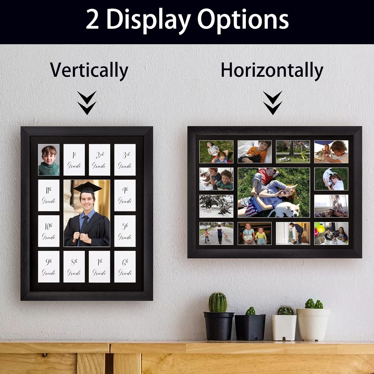 Barleyfield School Year Picture Frame Pre K-12, Black, 1.1 pounds, Black Mat
