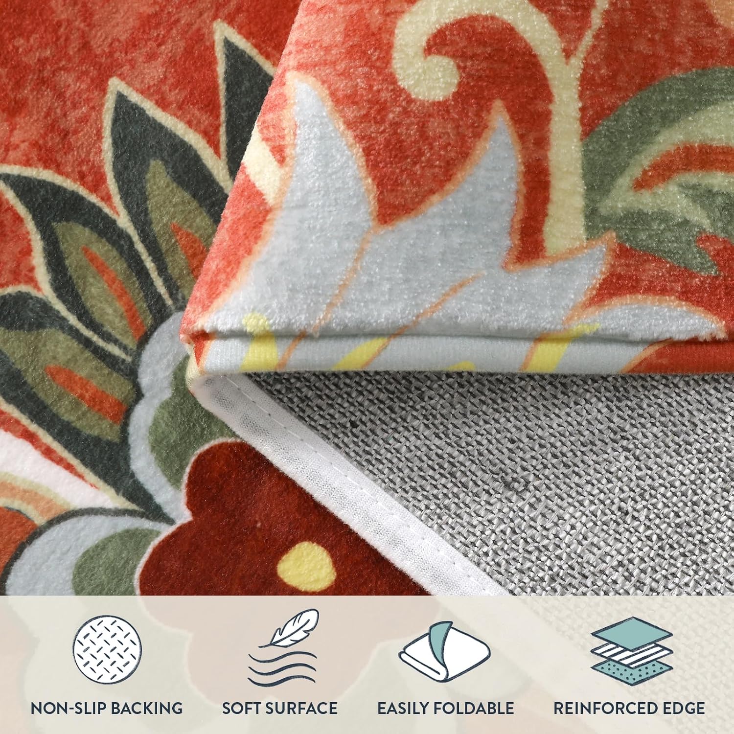 Aldernest Red Kitchen Rugs - 2'x3' Small Entryway Rug Washable Kitchen Mat, 16 ounces