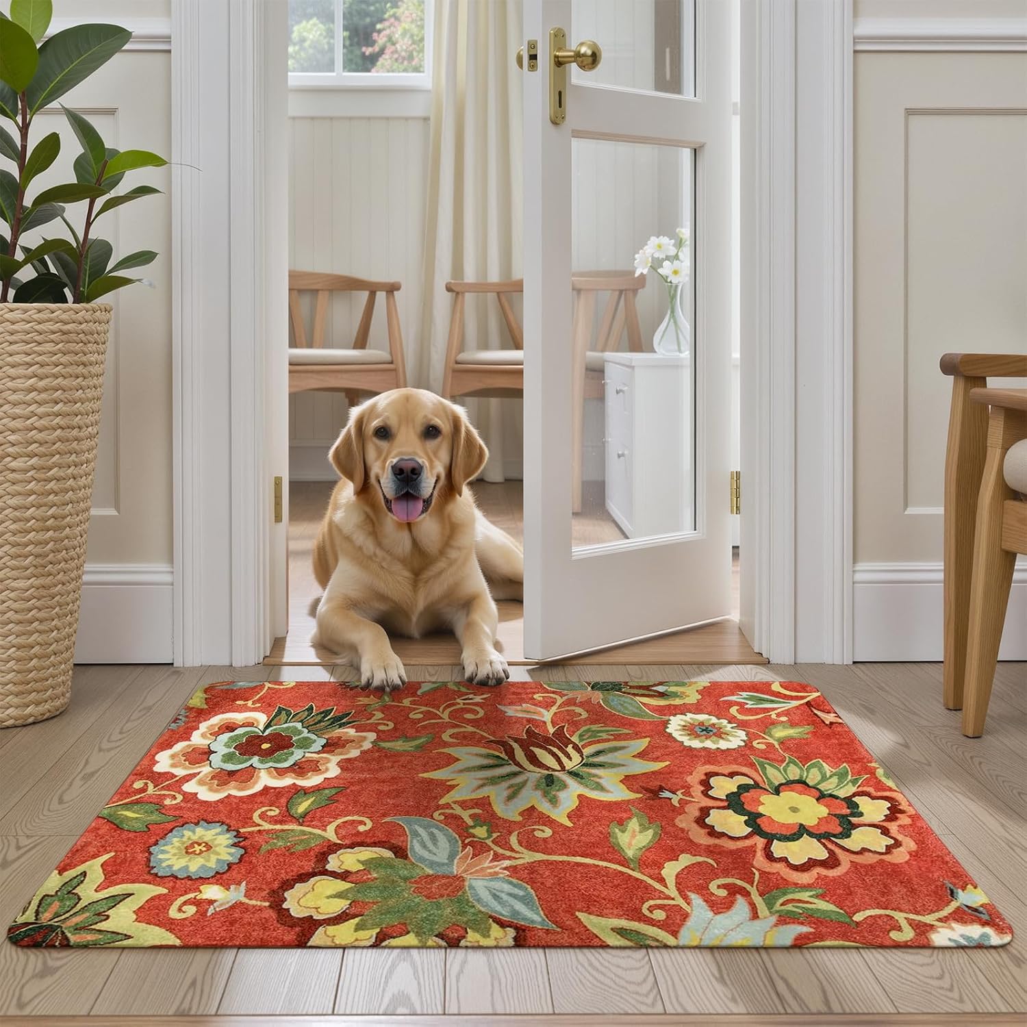 Aldernest Red Kitchen Rugs - 2'x3' Small Entryway Rug Washable Kitchen Mat, 16 ounces