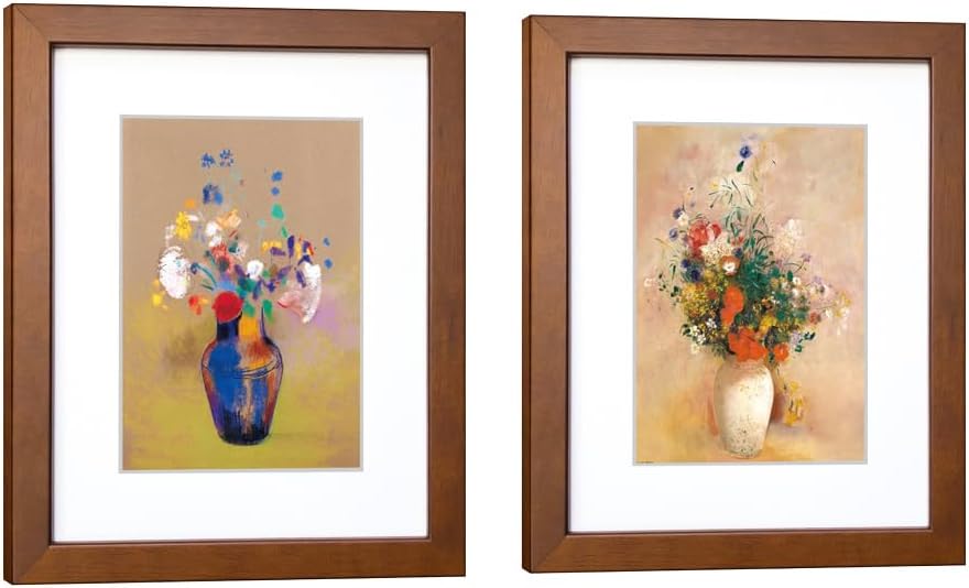 Aldernest 11x14 Picture Frame Set of 2 Made of Solid Wood with Real Glass for Pictures 8x10 with Mat or 11x14 Without Mat