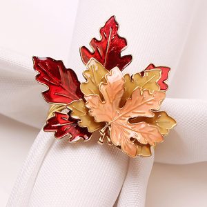 Aldernest 8 Pcs Maple Leaves Napkin Ring, Orange