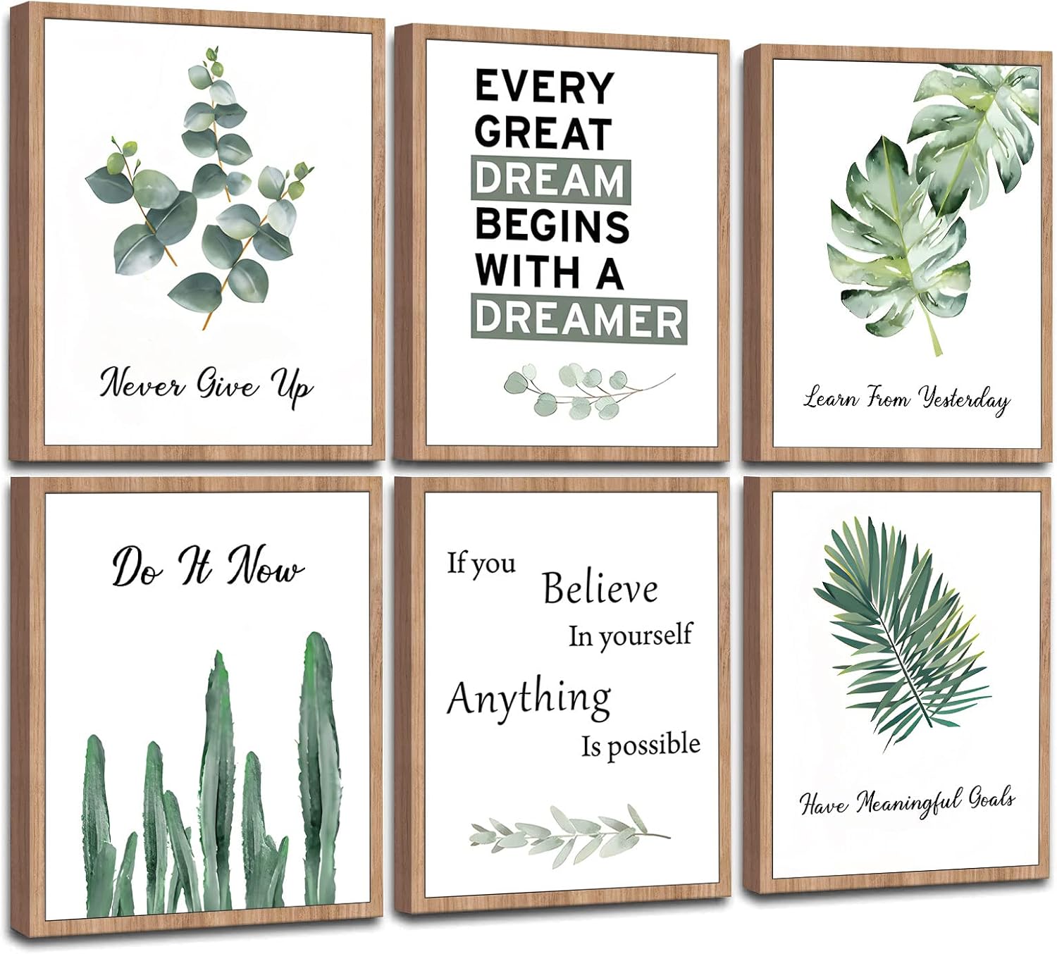 Aldernest FRAMED Inspirational Wall Decor, Positive Affirmations & Motivational Art for Office, 1.6 pounds, 8*10inch, Green Plants Inspirational