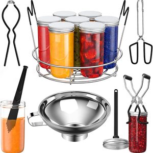 Ashenby Canning Supplies Starter Kit, Tools Set with Stainless Steel Rack, Black, 7 Count