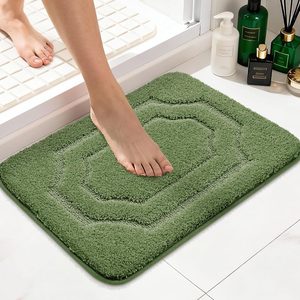 Aldernest Bathroom Rugs Non Slip Bath Mat Soft Absorbent, 16"x24", Green, 0.56 kg