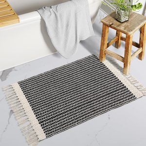 Aldernest Belle Boho Bathroom Rugs, 1.03 kg, 2' x 3' (Rectangular), Black