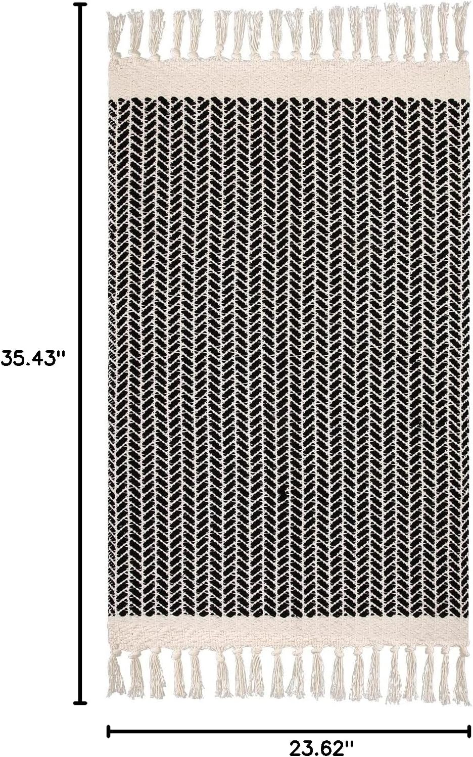 Aldernest Belle Boho Bathroom Rugs, 1.03 kg, 2' x 3' (Rectangular), Black
