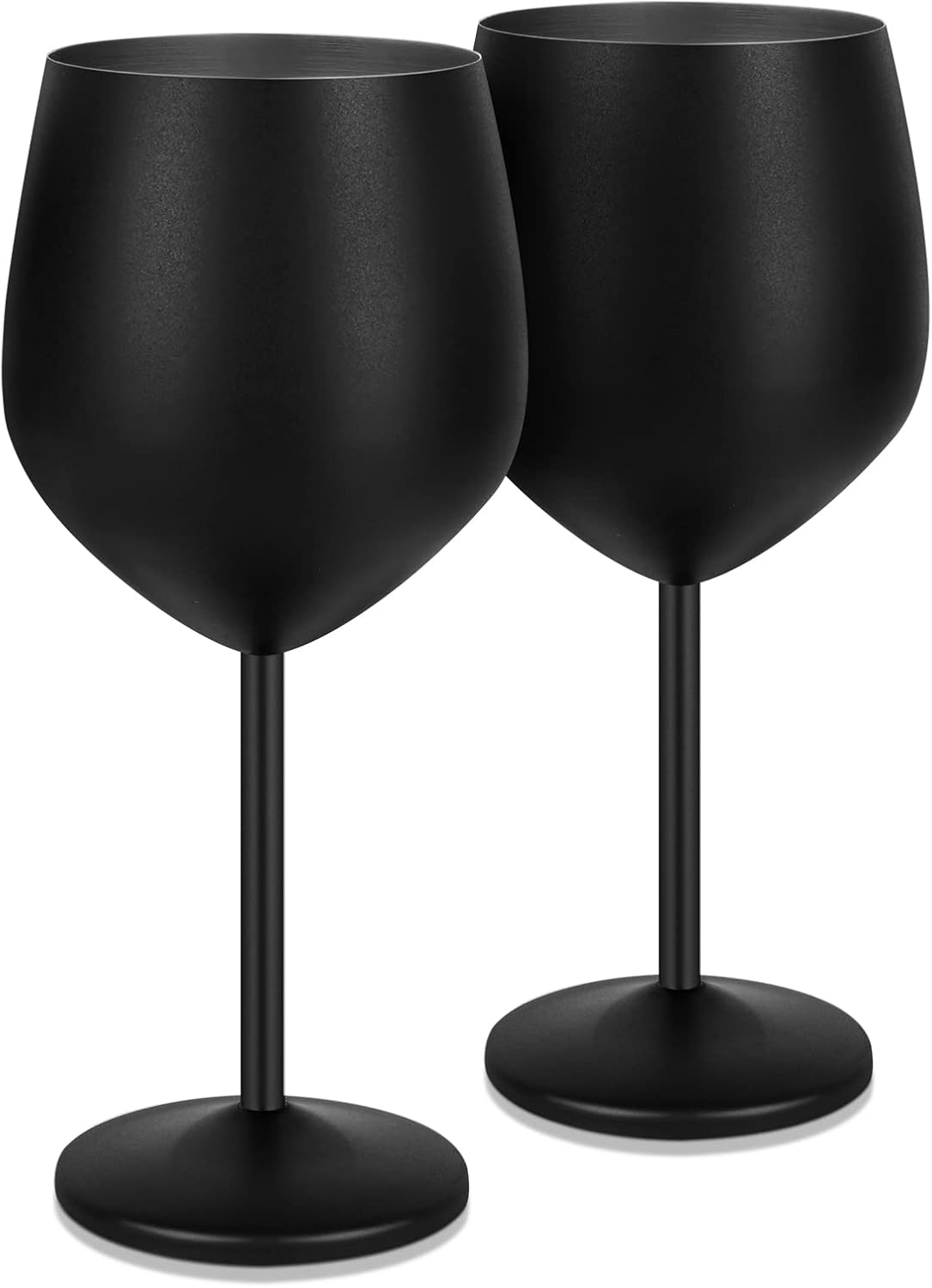Aldernest Stainless Steel Wine Glasses Set of 2, 18oz Stainless Steel Stem Wine Goblets, 0.4 kg, Black