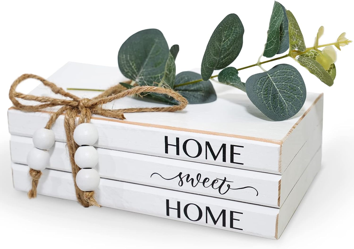 Ashenby 3 Pieces Wooden Decorative White Books, 7' x 4.6' x 2.5', Home, Sweet, Home