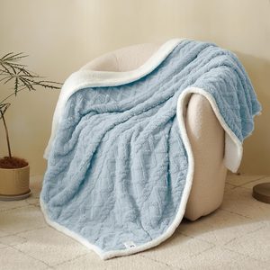 Aldernest Sherpa Fleece Throw Blanket-Soft Fluffy Warm Cozy Plush Fuzzy Blanket with Elegant 3D Pattern for Couch, Sofa, Bed, Blue 30"x 40"