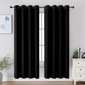 Birchmont Black Blackout Curtains 72 Inches Long, 3.1 pounds, 52"W x 72"L (Pack of 2)
