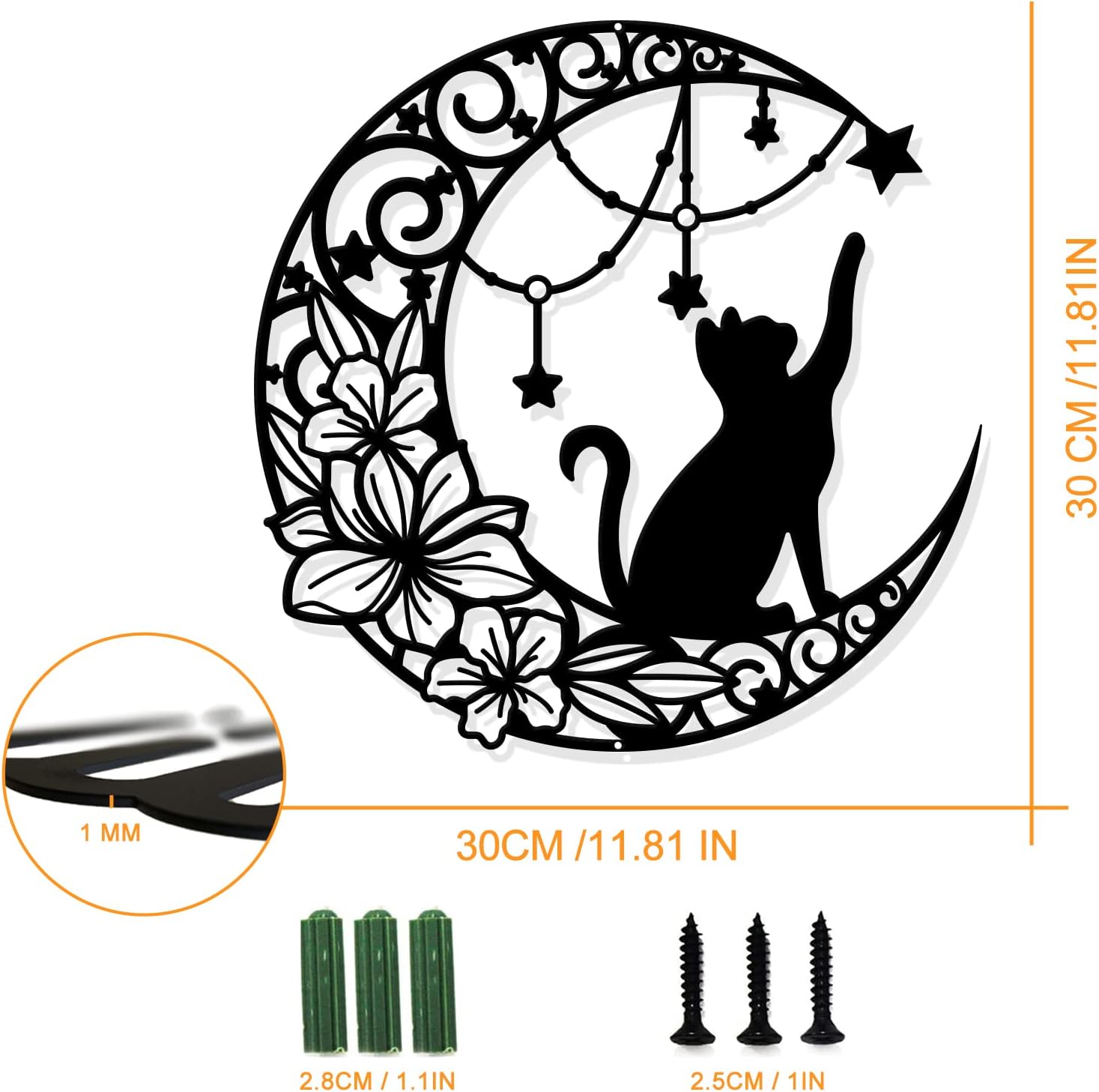 Oakmere Cat Metal Wall Art Decor, 11.8"L x 11.8"W