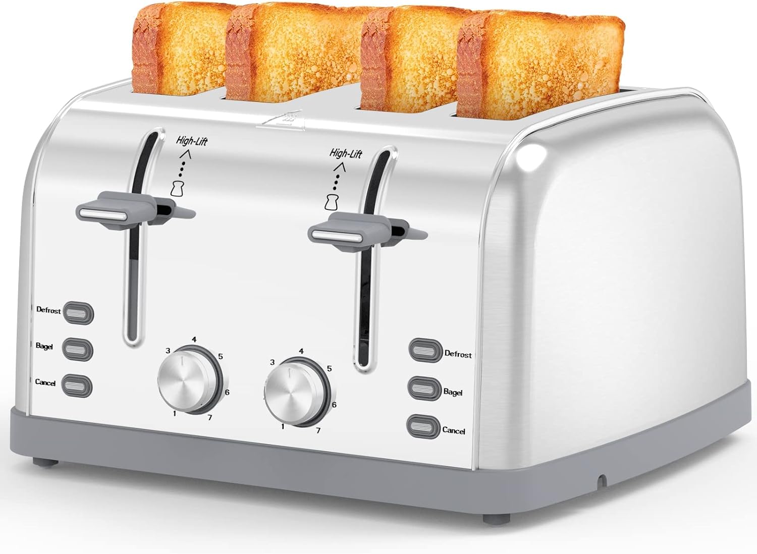 Aldernest Toaster 4 Slice Retro Stainless Steel, 2.9 pounds