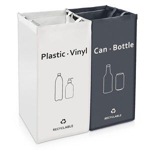 Aldernest Recycling Bin, Separate Large Recycle Bins for Kitchen - Indoor Home Trash Bin, 10.56 ounces, Light Gray and Black, 2 Count