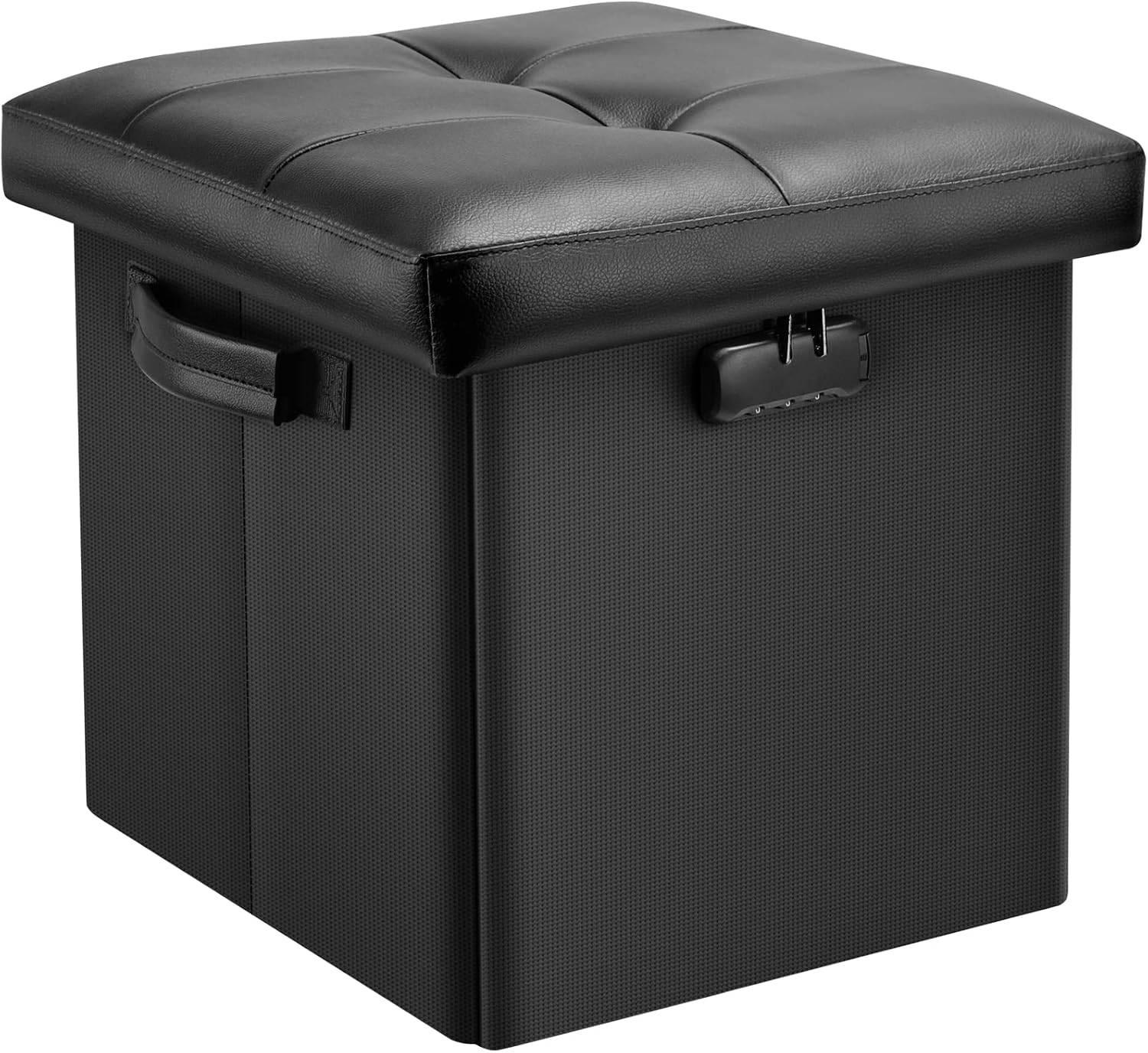 Brackenly Storage Ottoman with Lock, 13"D x 13"W x 13"H, Black