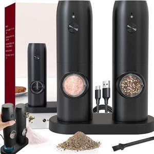 Aldernest Electric Salt and Pepper Grinder Set of 2, Automatic Pepper Mill