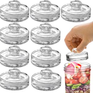 Barleyfield 9 Pack Fermentation Glass Weights with Easy Grip Handles for Wide Mouth Mason Jars, Pickling Jars
