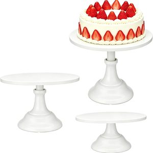 Aldernest 3 Pcs Cake Stand Set, 8"/10"/12" inch, 1.42 kg, White