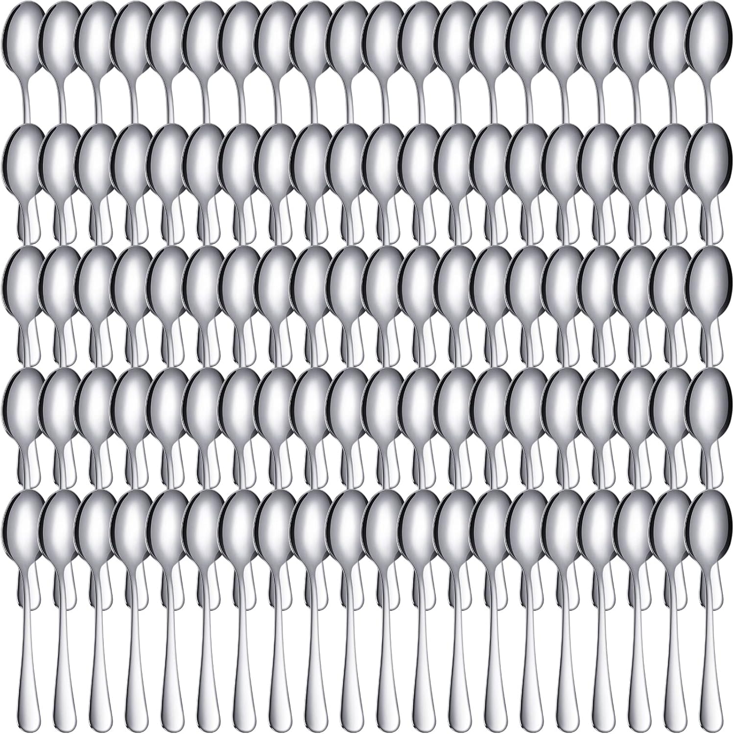 Aldernest 100 Pack Stainless Steel Demitasse Espresso Spoons, 4.33 Inch, Silver