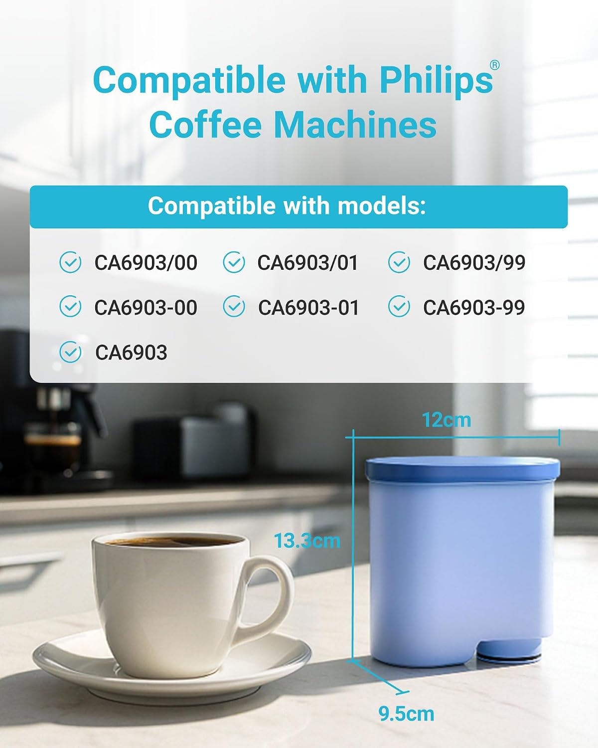 Aldernest CA6903/22 Coffee Water Filter, Compatible with Philips®, 4 Pack, 0.55 kg