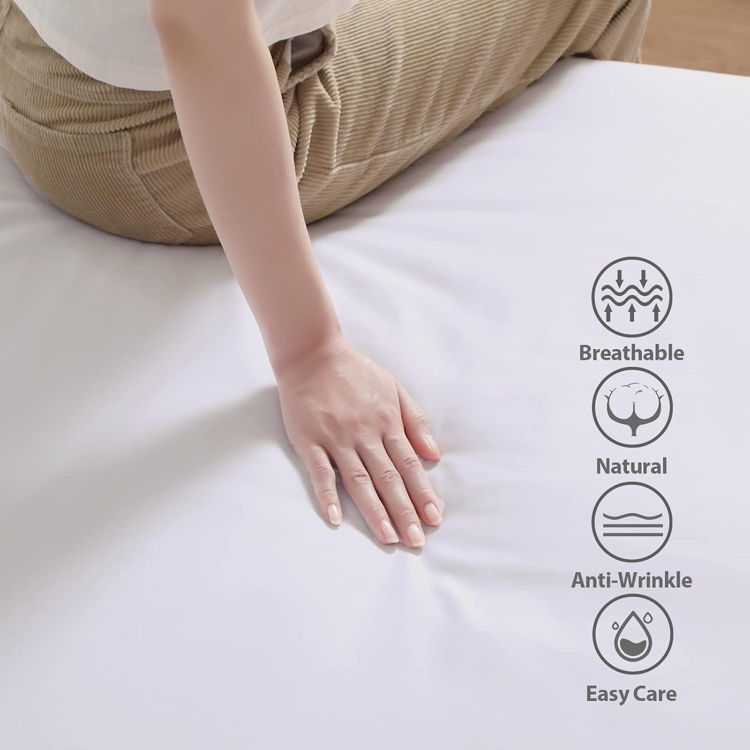 Aldernest 100% Egyptian Cotton Fitted Sheet Full Size White, 600 Thread Count