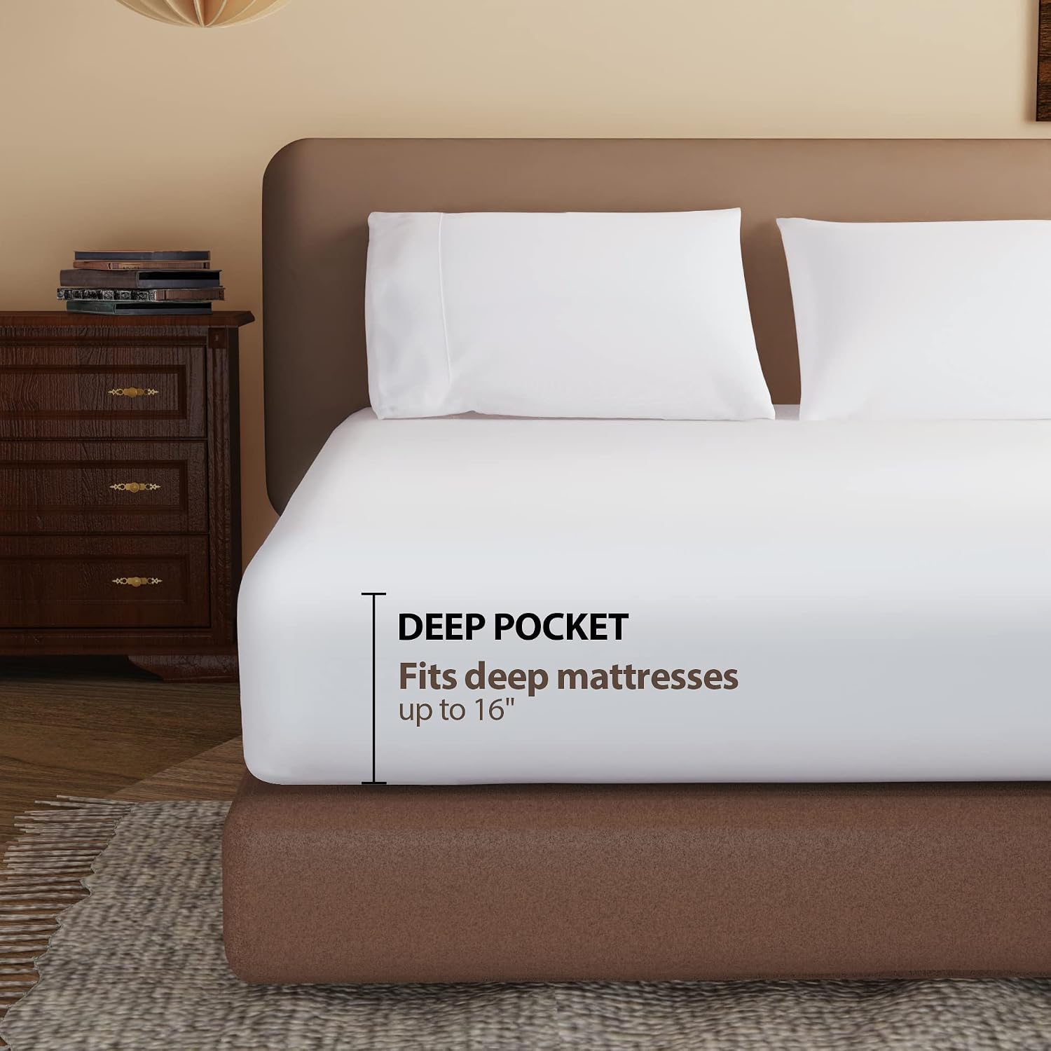 Aldernest 100% Egyptian Cotton Fitted Sheet Full Size White, 600 Thread Count