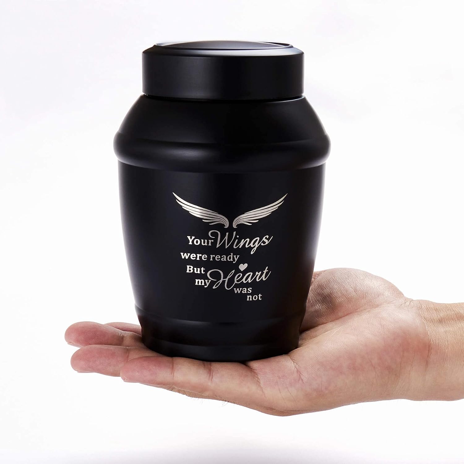 Aldernest 5.7" Medium Urns for Human Ashes Male or Female, 0.21 kg, Black