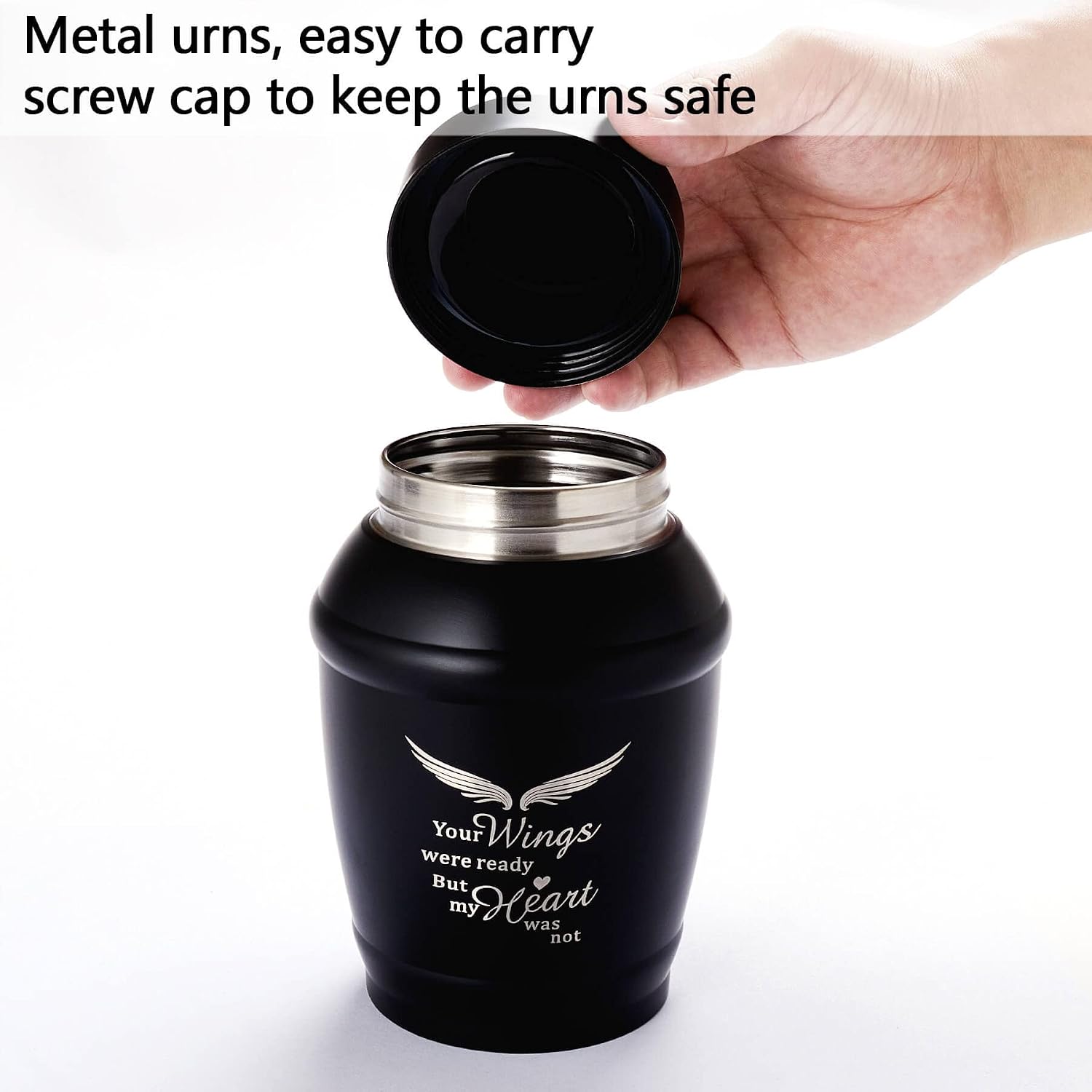 Aldernest 5.7" Medium Urns for Human Ashes Male or Female, 0.21 kg, Black