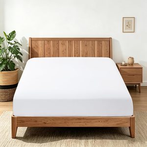 Aldernest 100% Egyptian Cotton Fitted Sheet Queen Size, 600 Thread Count Sateen, White