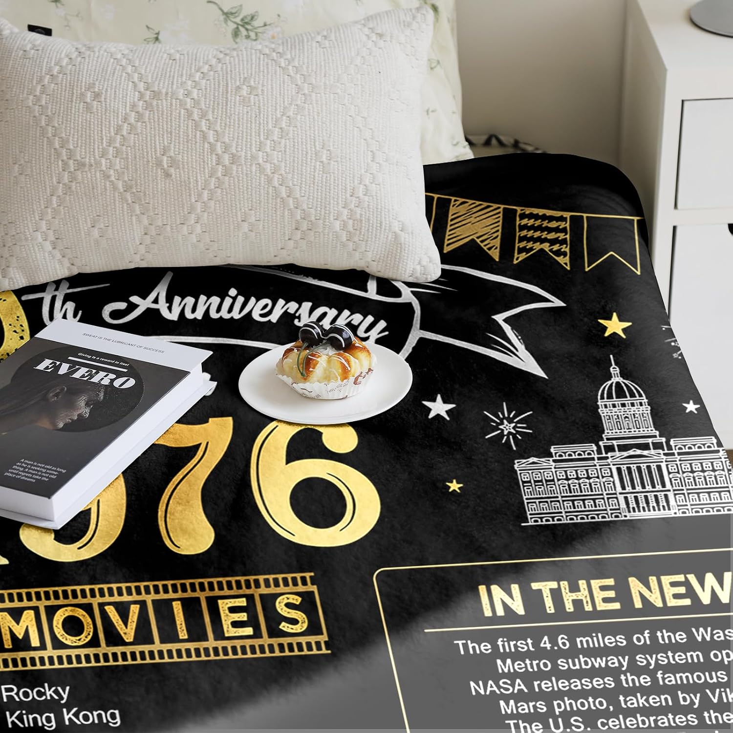 Ashenby 50th Anniversary Wedding Blanket Gifts Gift for 50th Wedding Anniversary Golden 50 Years of Marriage Gifts for Couple Wife Husband Dad Mom