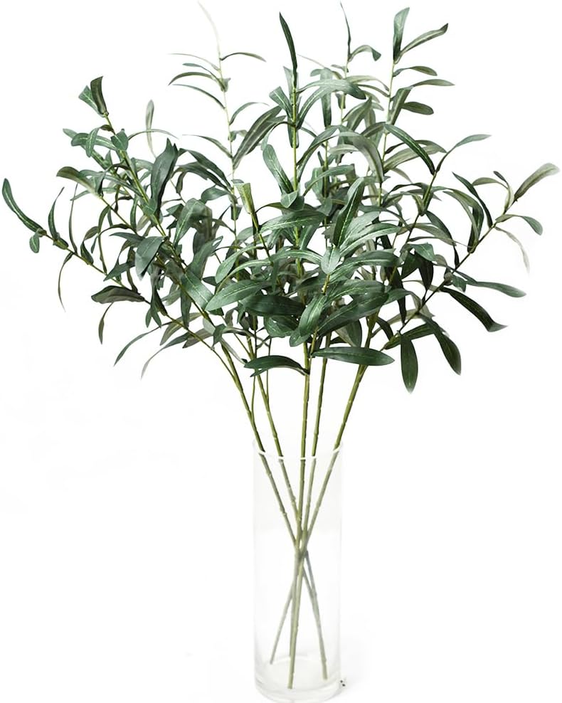 Birchmont 5pcs Olive Branches for Vases Artificial Plants Greenery Stems for Vases Olive Leaves Plant, 0.19 kg